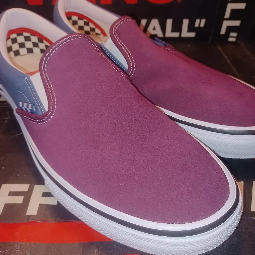 Vans Men's 8.5/Women's 10 Skate Slip On Moonlight Blue/Mauve Wine VN0A5FCAAPO